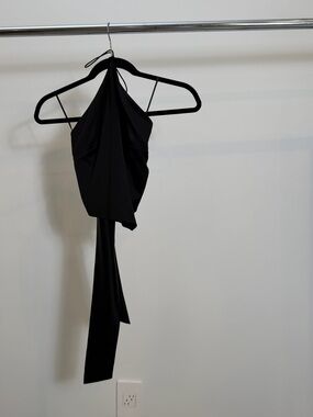 Black Halter Tie-Front Dress